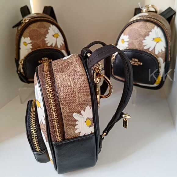 Coach Mini Court Backpack Bag Charm In Signature Canvas With Floral Print CZ602 - Picture 9 of 14